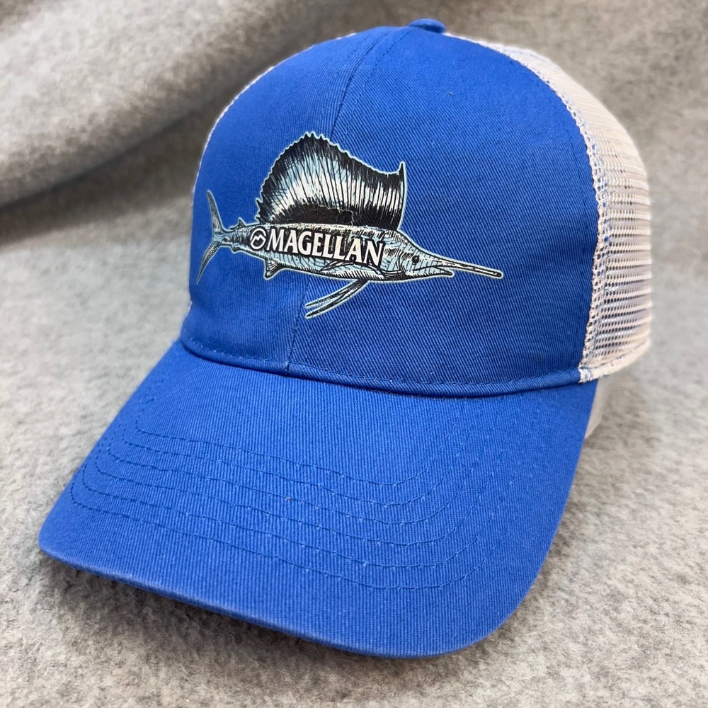 Magellan Sailfish Graphic Mens Blue Trucker Hat Adjustable Snapback OSFM
